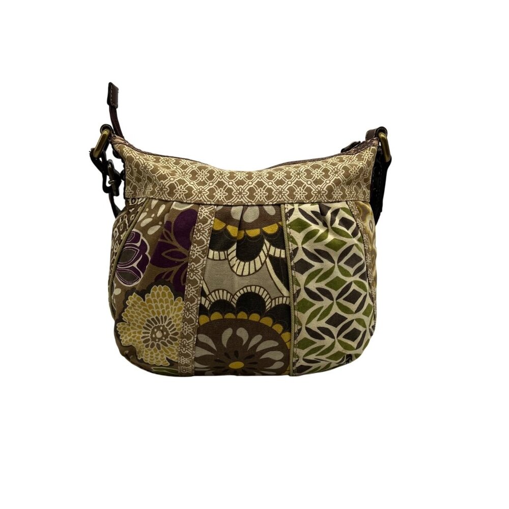 Fossil Brown Canvas Floral Patchwork Crossbody Bag - image 1